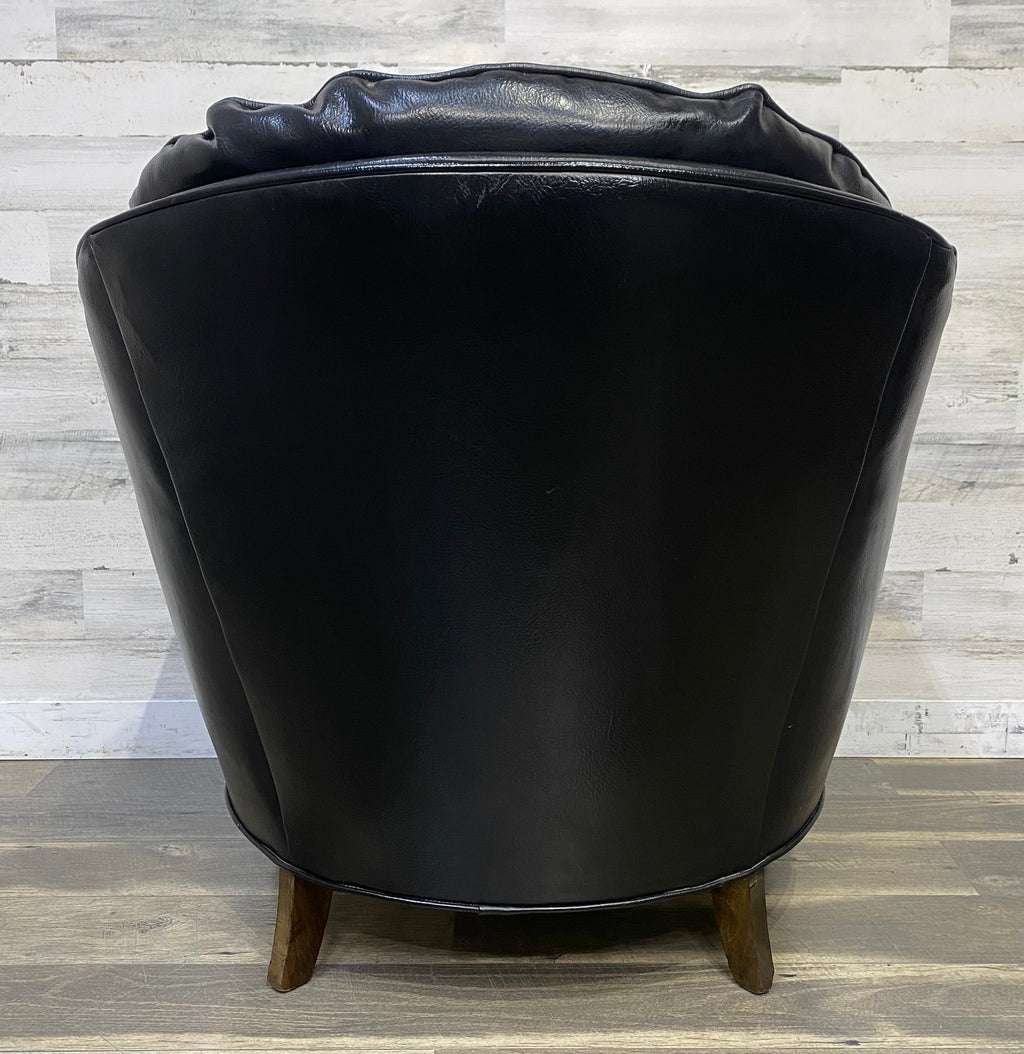 Mid Century Black Tufted Chair & Ottoman