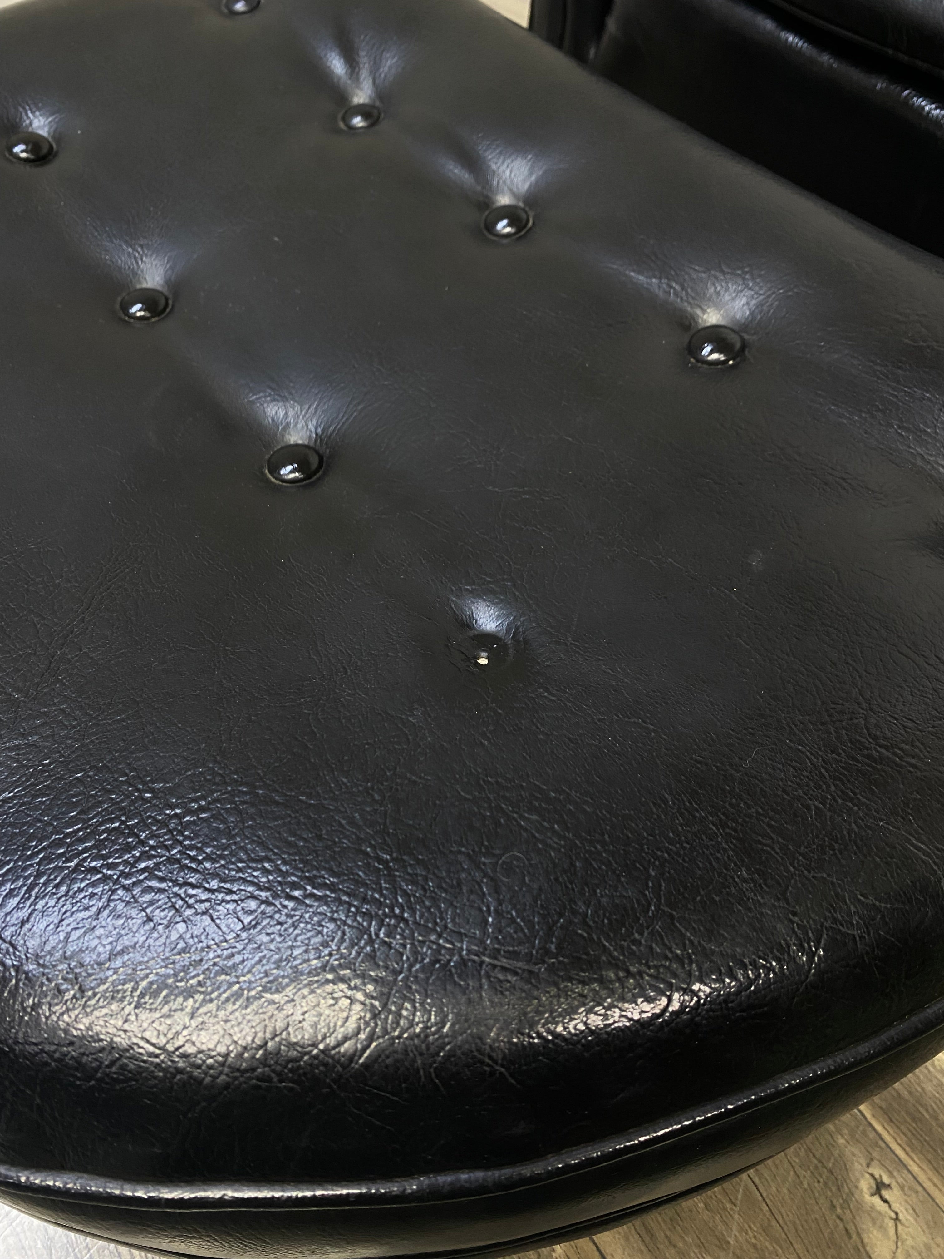 Mid Century Black Tufted Chair & Ottoman