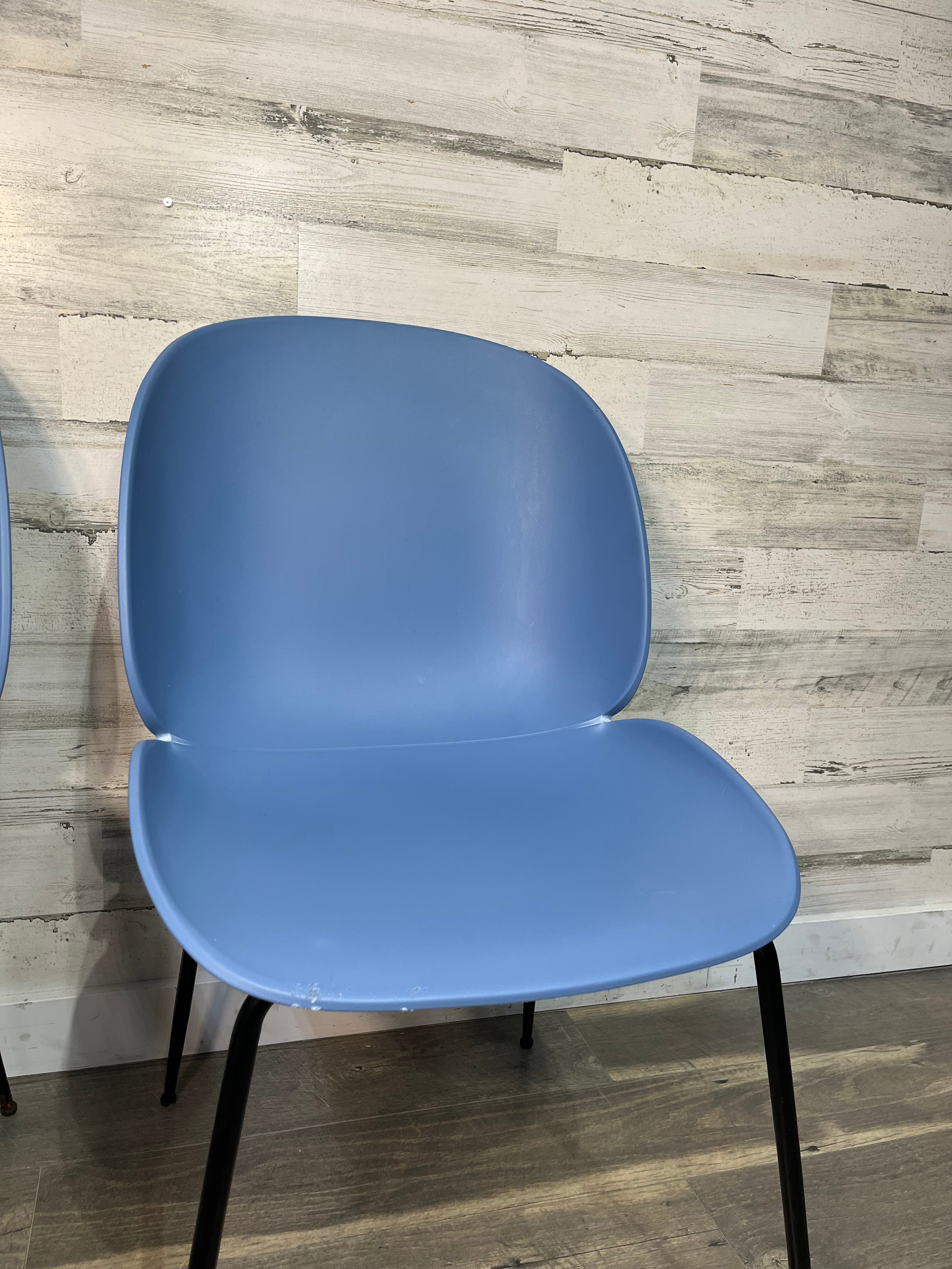 Set Of Two Blue Modern Beetle Chairs
